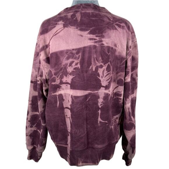 Victoria's Secret Pink Bleach-Dyed Sweatshirt Sz Medium Pink/Purple Oversized - Picture 2 of 9